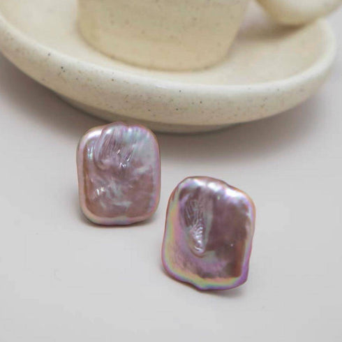 White Baroque Freshwater Pearl Stud Earrings - House Of Pearls